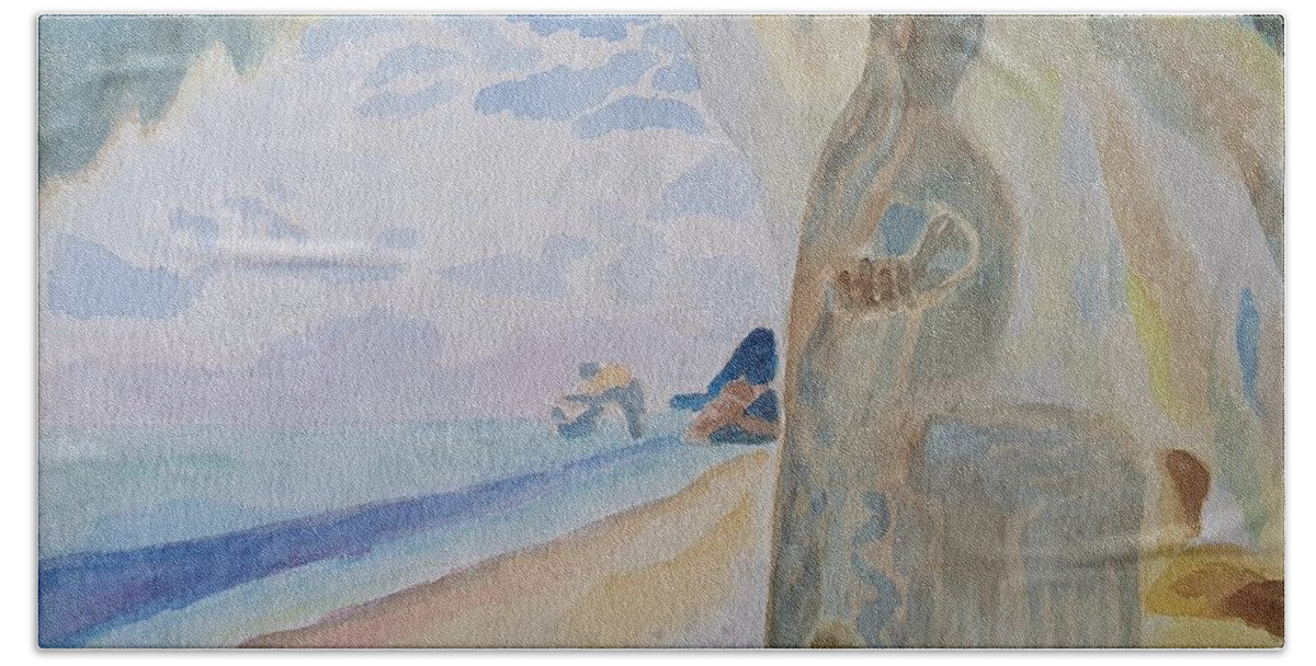 Sculpture Bath Towel featuring the painting Mediterranean Dream Cave by Enrico Garff