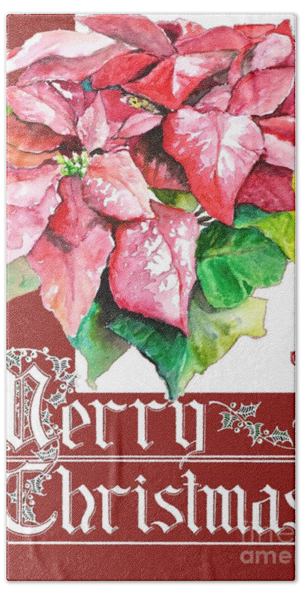 Merry Christmas Bath Towel featuring the painting Merry Christmas by Merana Cadorette