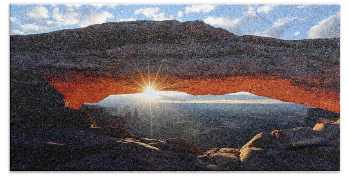 Canyonland Hand Towel featuring the photograph Mesa Arch at Sunrise - Canyonlands National Park by William Rainey