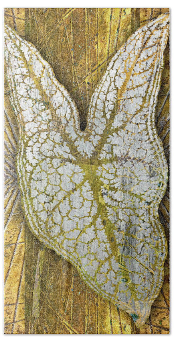 1800s Bath Towel featuring the painting Metal Metallic Gold Silver Leaf 3 by Tony Rubino