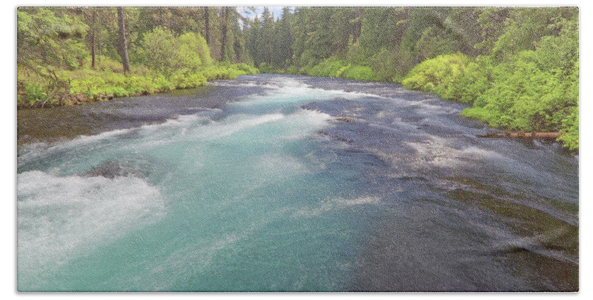 Whitewater Hand Towel featuring the photograph Metolius River by Loyd Towe Photography
