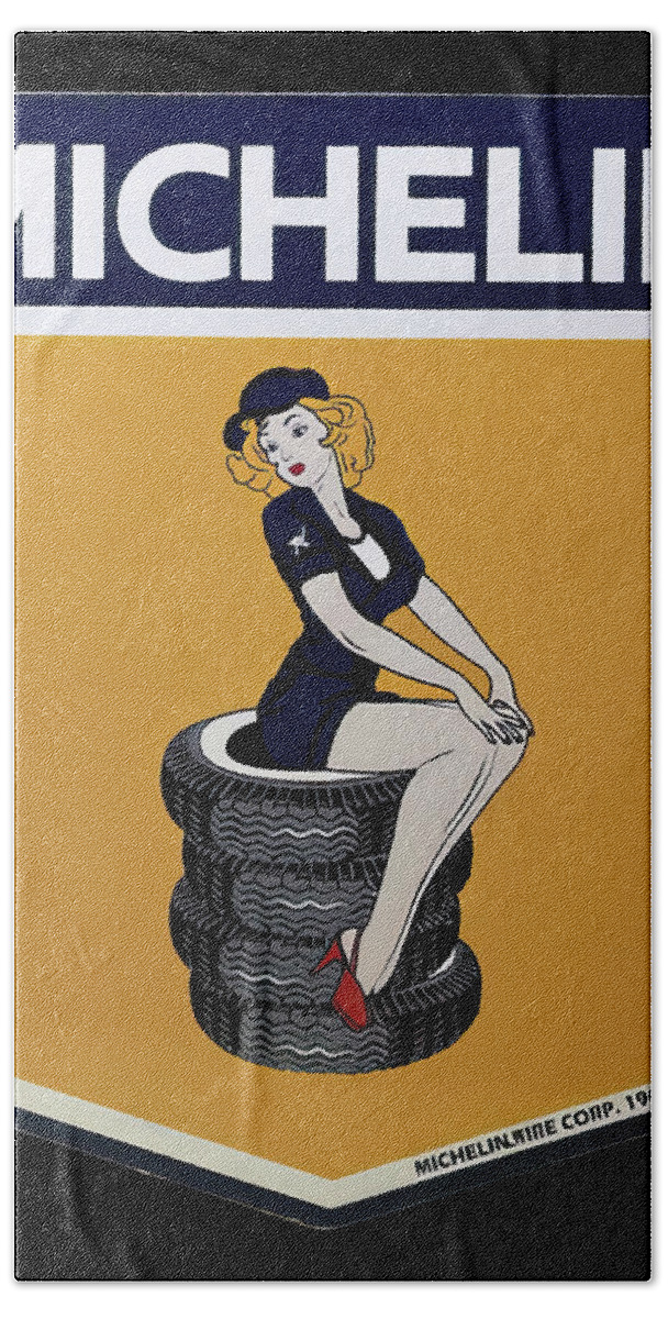 Michelin Bath Towel featuring the photograph Michelin Vintage sign by Flees Photos