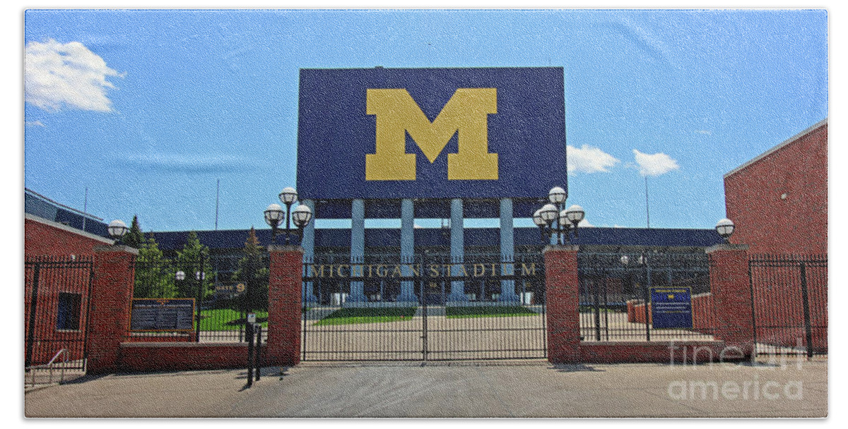 University Of Michigan Bath Towel featuring the photograph Michigan Stadium Entrance University of Michigan 6207 by Jack Schultz