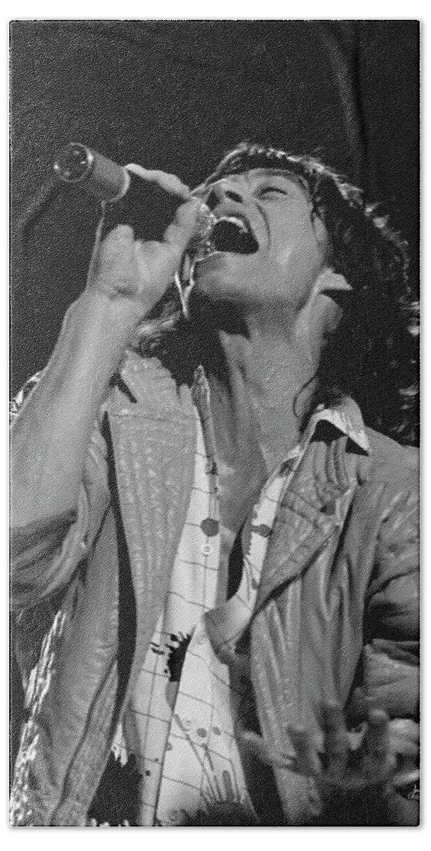 Mick Jagger Bath Towel featuring the photograph Mick Jagger on Stage by Jurgen Lorenzen