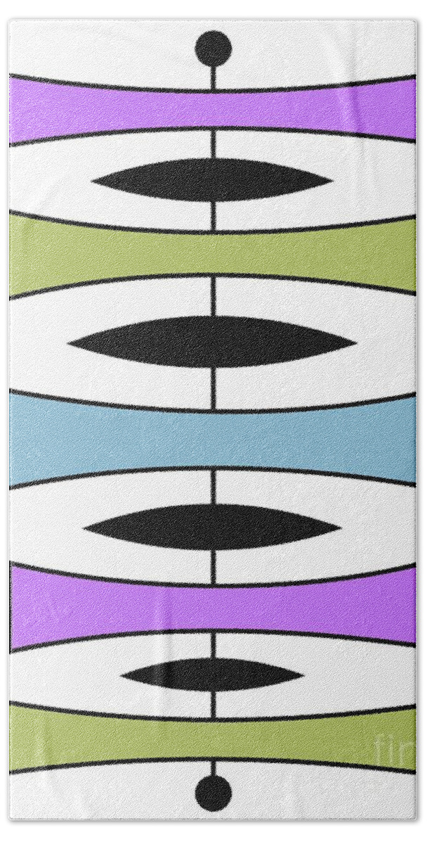 Mid Century Modern Bath Towel featuring the digital art Mid Century Modern Trapezoids in Cool Colors by Donna Mibus