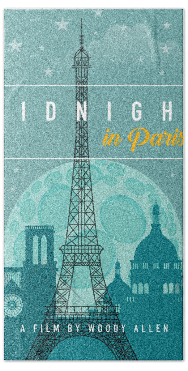 Movie Poster Hand Towel featuring the digital art Midnight in Paris - Alternative Movie Poster by Movie Poster Boy