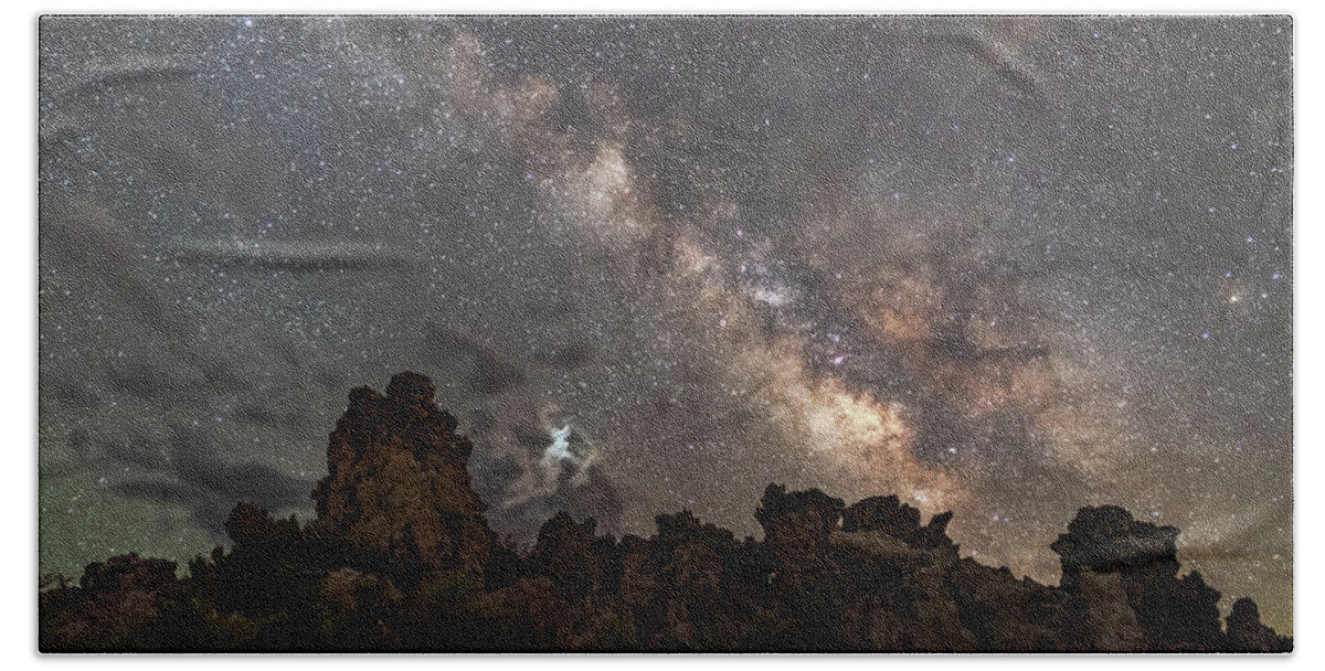 Astrophotography Bath Towel featuring the photograph Milky Way and a Fairy by Laura Macky