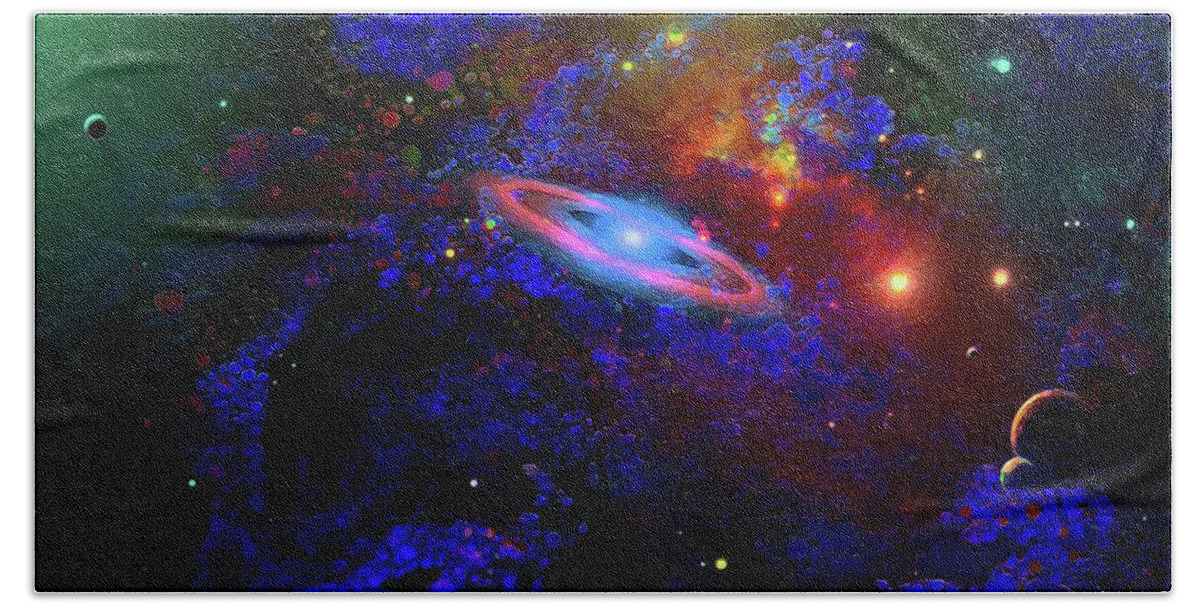 Outer Space Background Bath Towel featuring the digital art Milky Way From a Distance by Don White Artdreamer