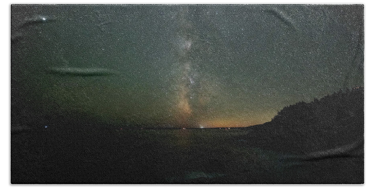 Acadia Bath Towel featuring the photograph Milky Way over Acadia by GeeLeesa