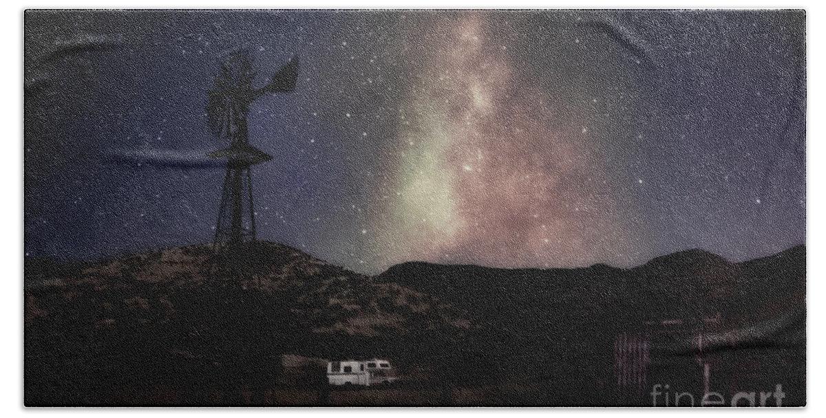 Arizona Hand Towel featuring the photograph Milky Way Over Brown Canyon Ranch by Al Andersen