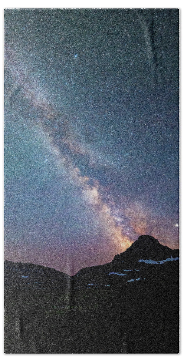 Milky Way Hand Towel featuring the photograph Milky Way over Glacier National Park by Robert Miller