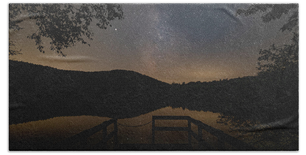 Russell Bath Towel featuring the photograph Milky Way over Russell Pond in the White Mountains by William Dickman