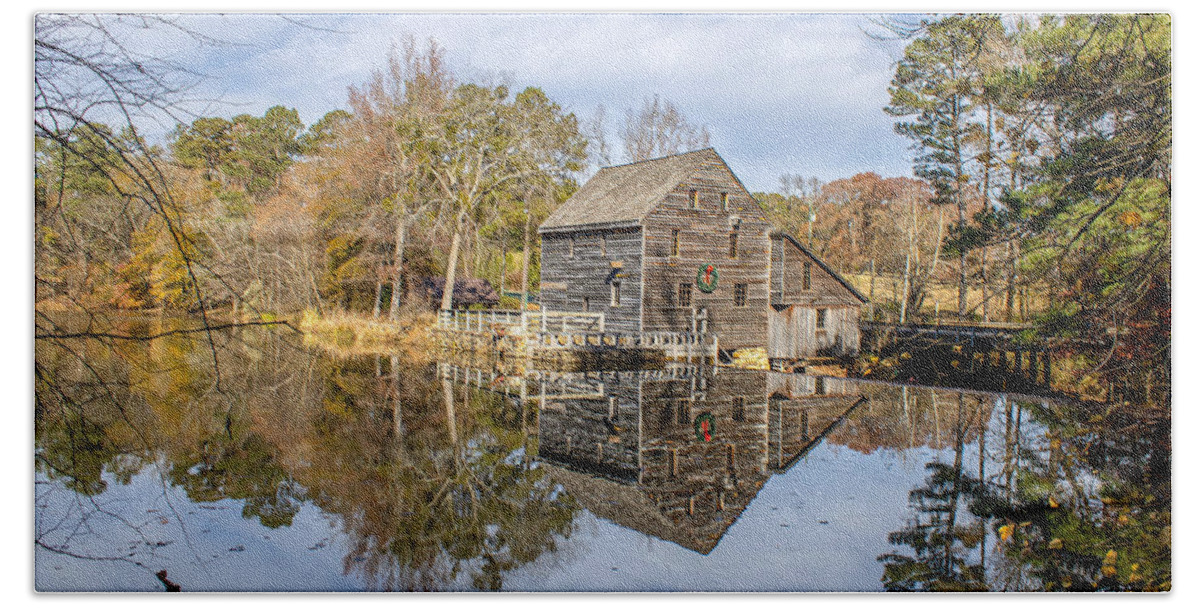 Reflection Bath Towel featuring the photograph Mill holiday reflection by Rick Nelson