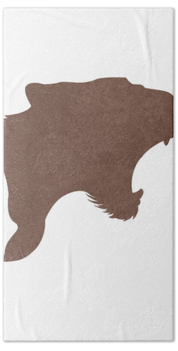 Tiger Hand Towel featuring the mixed media Minimal Tiger Silhouette - Scandinavian Nursery Decor - Animal Friends - For Kids Room - Brown by Studio Grafiikka