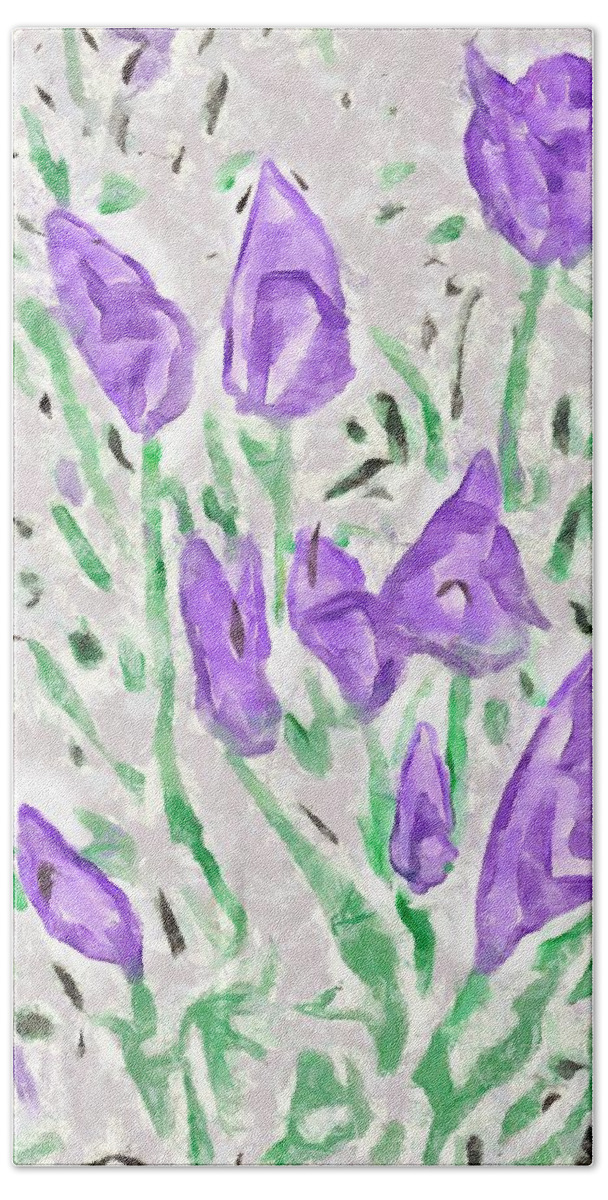 Tulips Bath Towel featuring the mixed media Minimalist Tulips by Christopher Reed