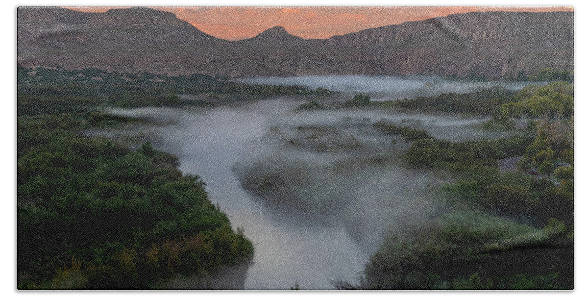 2018 Bath Towel featuring the photograph Misty Big Bend Sunrise by Erin K Images