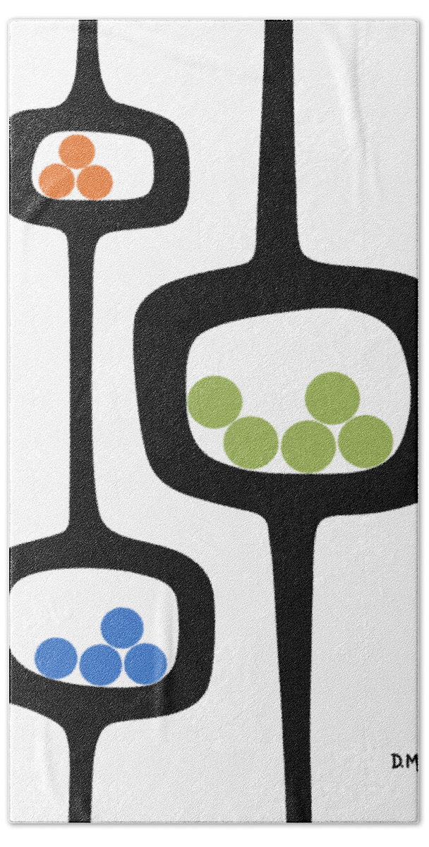Mid Century Pods Bath Towel featuring the digital art Mod Pod 3 with Circles by Donna Mibus