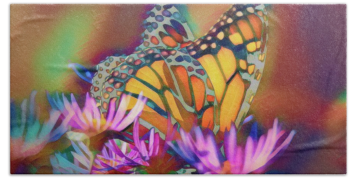 Butterfly Bath Towel featuring the photograph Modern Monarch by Mary Walchuck