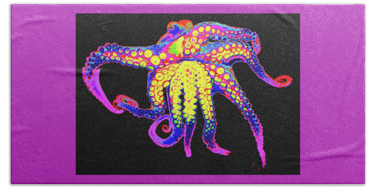 Octopus Hand Towel featuring the digital art Mollusk Madness by Larry Beat