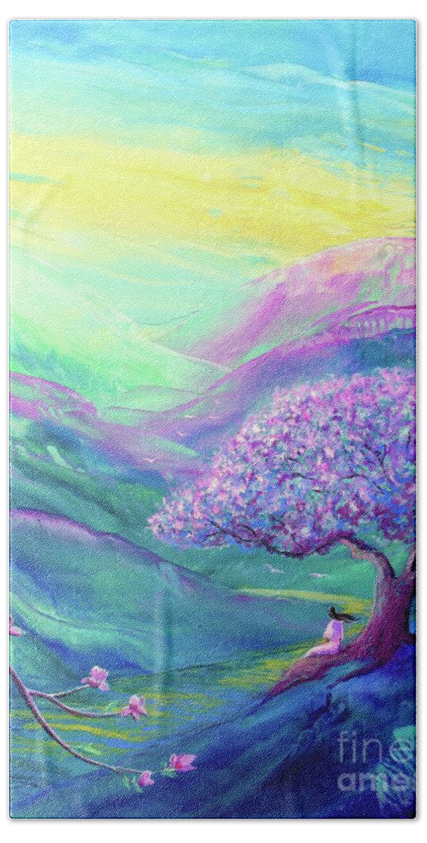 Meditation Hand Towel featuring the painting Moment of Serenity by Jane Small