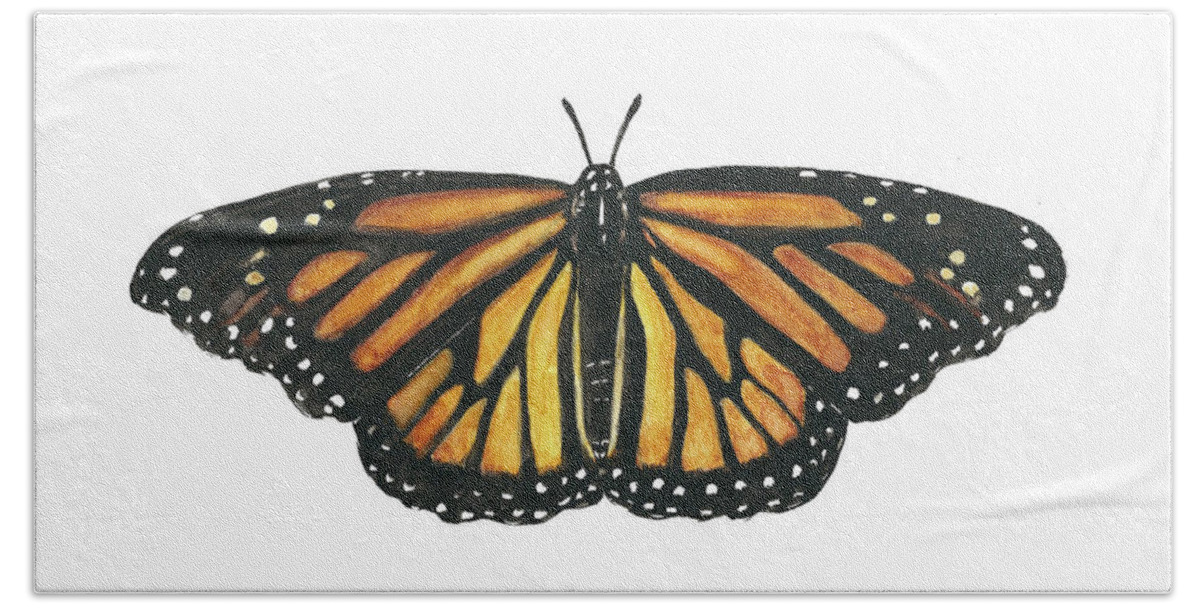 Monarch Bath Towel featuring the painting Monarch Butterfly by Pamela Schwartz