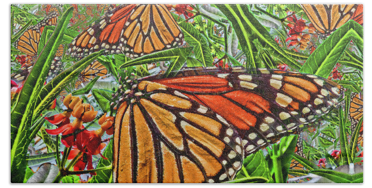 Monarch Butterfly Hand Towel featuring the photograph Monarch Kaleidoscope by HH Photography of Florida