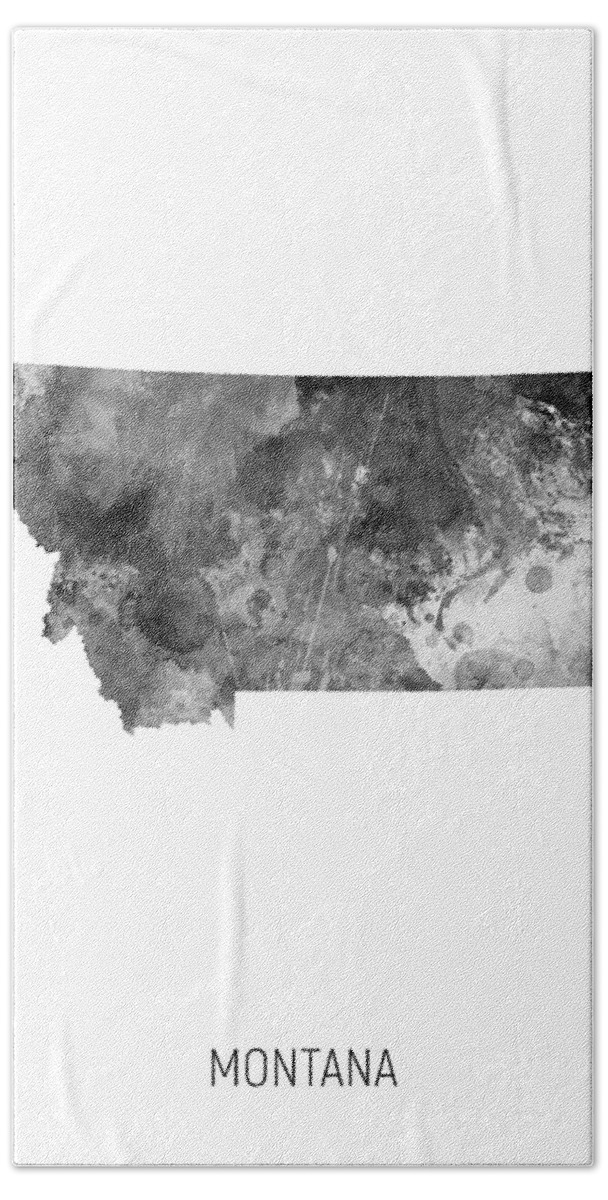 Montana Hand Towel featuring the digital art Montana Watercolor Map #53 by Michael Tompsett