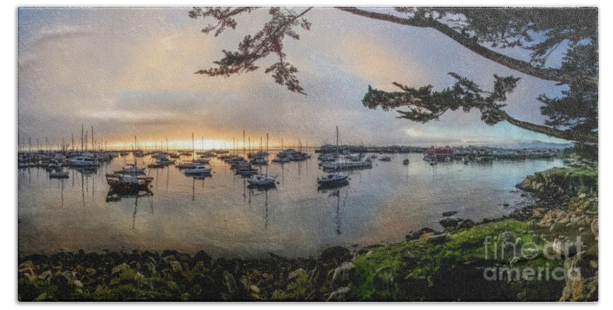 Monterey Bath Towel featuring the photograph Monterey Bay Panoramic, California Coast by Don Schimmel
