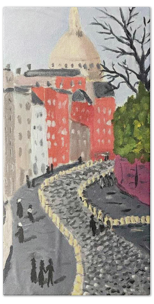  Bath Towel featuring the painting Montmartre 7 by John Macarthur