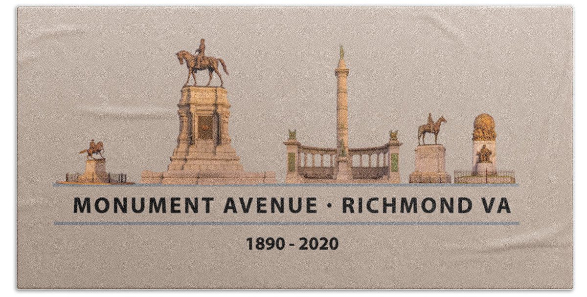 Monument Hand Towel featuring the photograph Monument Avenue 1890-2020 by Judy Smith