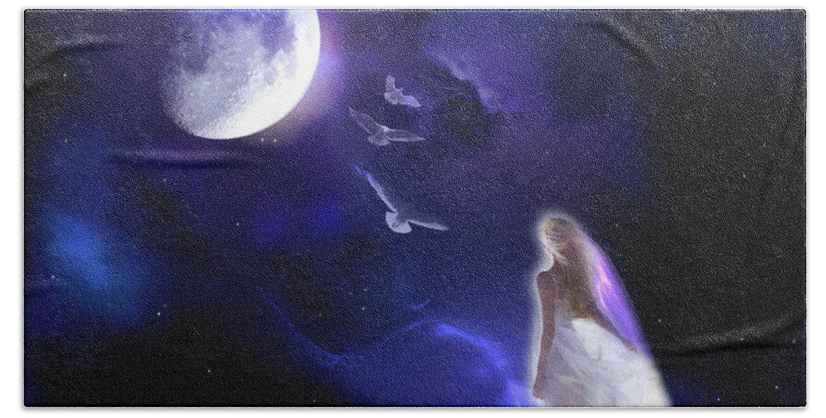 Woman Bath Towel featuring the digital art Moon Song by Lisa Yount