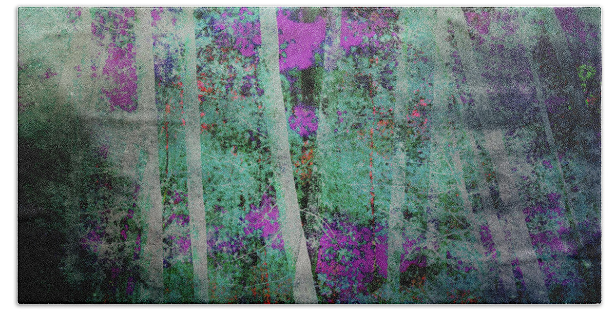 Moonlight Bath Towel featuring the digital art MOONLIGHT in the MAGIC FOREST by Mimulux Patricia No