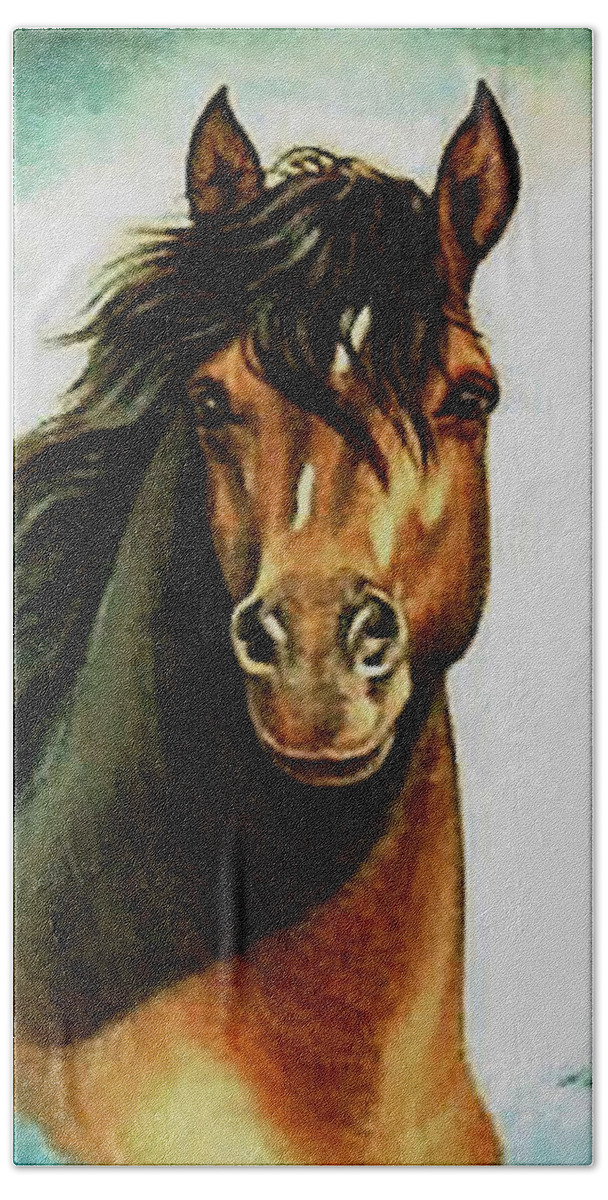 Horse Hand Towel featuring the painting Morgan by Loxi Sibley