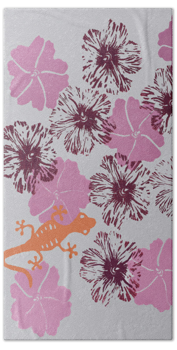 Block Print Hand Towel featuring the relief Morning Glories by Beatriz Portela