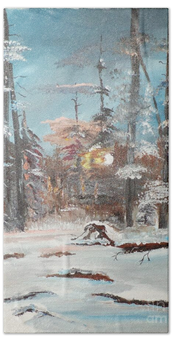 Landscape. Donnsart1 Bath Towel featuring the painting Morning Is Risen painting # 122 by Donald Northup