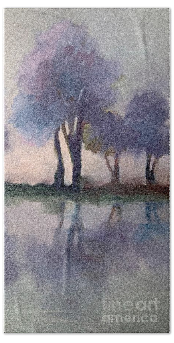 Landscape Bath Towel featuring the painting Morning Mist by Michelle Abrams