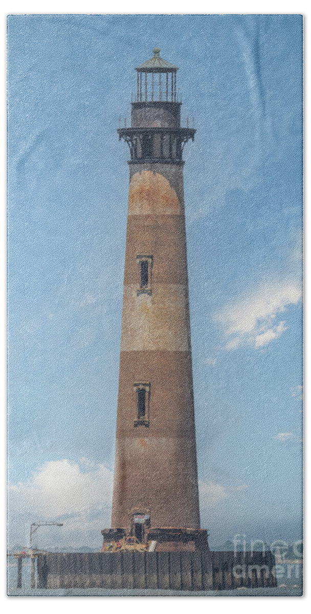 Morris Island Lighthouse Bath Towel featuring the photograph Morris Island Lighthouse - Charleston South Carolina - Standing Tall by Dale Powell