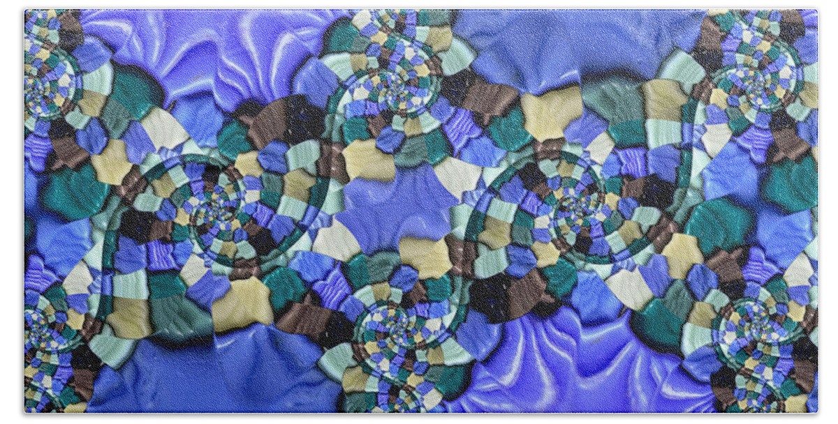 Mosaic Tiles Bath Towel featuring the photograph Mosaic Tile Conformed Spira Indigo by Eileen Backman