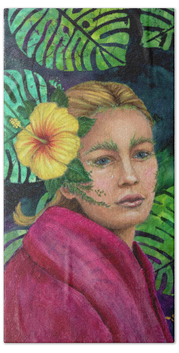 Hawaiian Bath Towel featuring the painting Mother Nature in Red by Sheilah Renaud