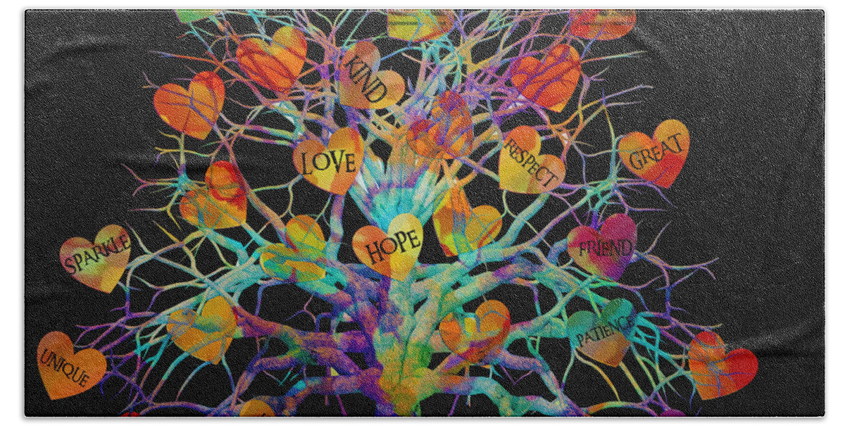 Love Bath Towel featuring the digital art Motivational Tree Of Hope by Michelle Liebenberg