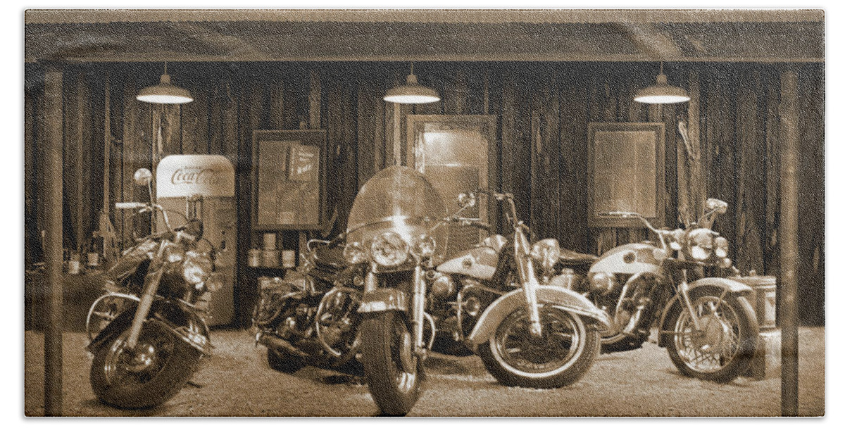 Motorcycle Bath Towel featuring the photograph Motorcycle Sales and Service by Mike McGlothlen