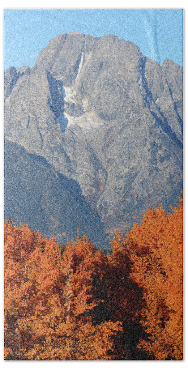 Mount Moran In Autumn Hand Towel featuring the photograph Mount Moran Fall Colors by Dan Sproul