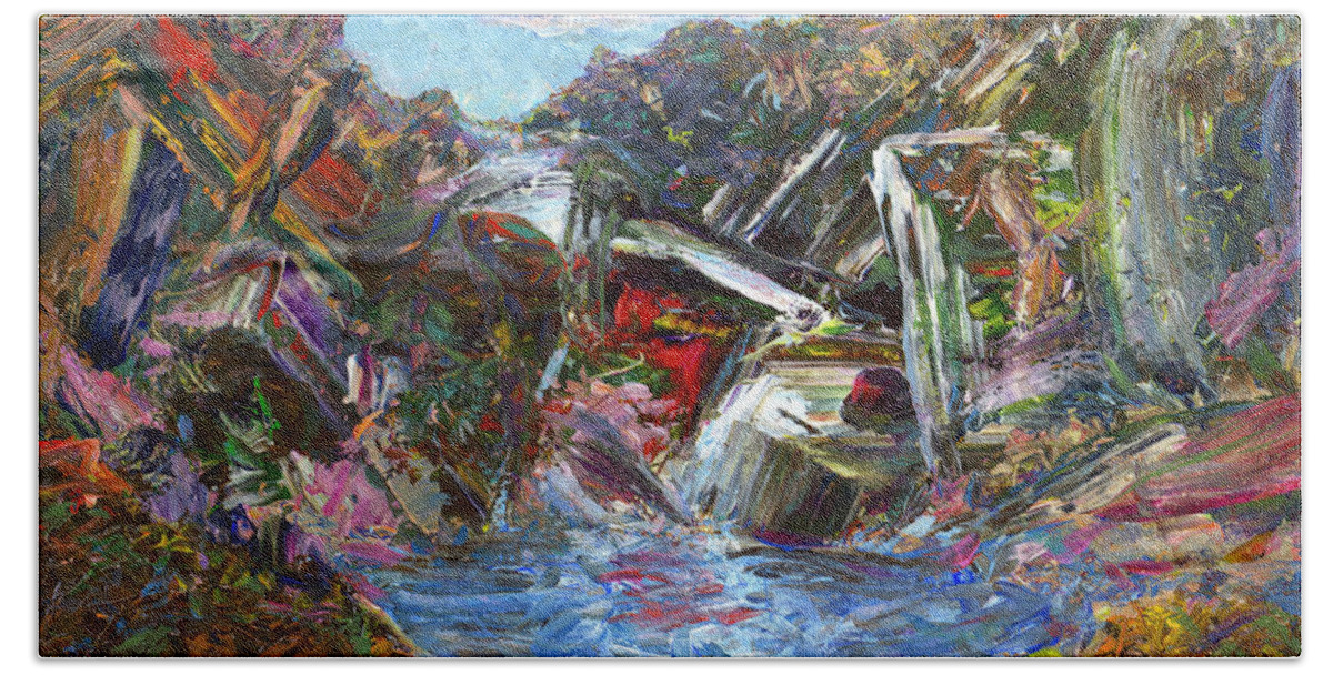 Mountains Hand Towel featuring the painting Mountain Pool by James W Johnson