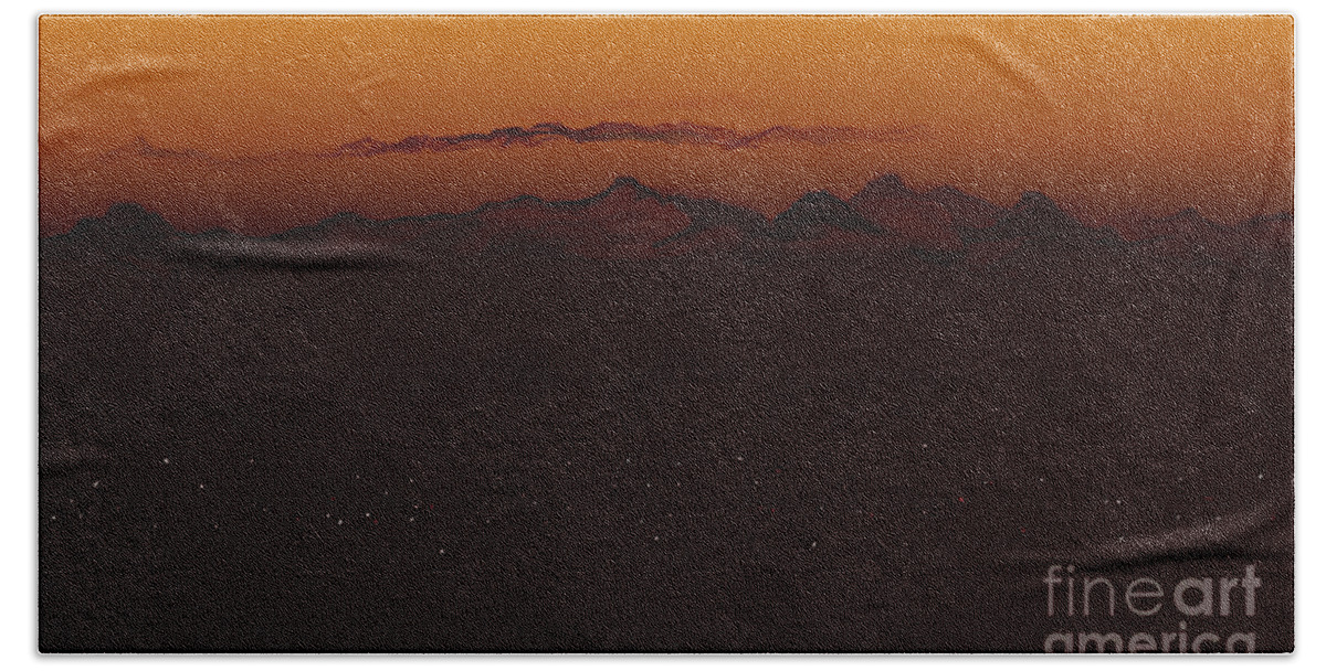 Sunset Bath Towel featuring the digital art Mountain Valley Sunset by Kae Cheatham