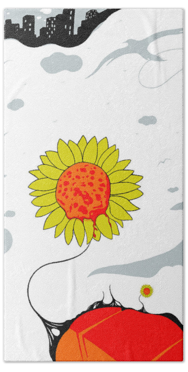 Sunflower Bath Towel featuring the drawing Mourning Peace by Craig Tilley