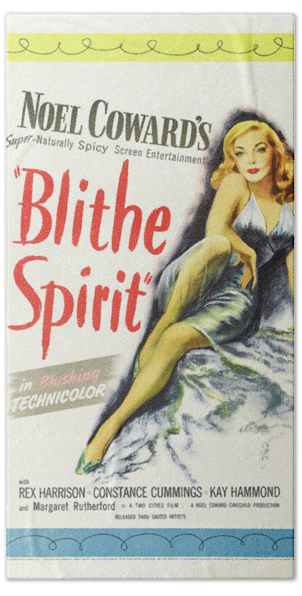 Blithe Bath Sheet featuring the mixed media Movie poster for ''Blithe Spirit'', 1945 by Stars on Art