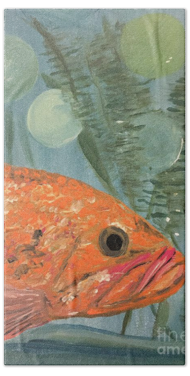 Fish Bath Sheet featuring the painting Mr. Fish by Debora Sanders