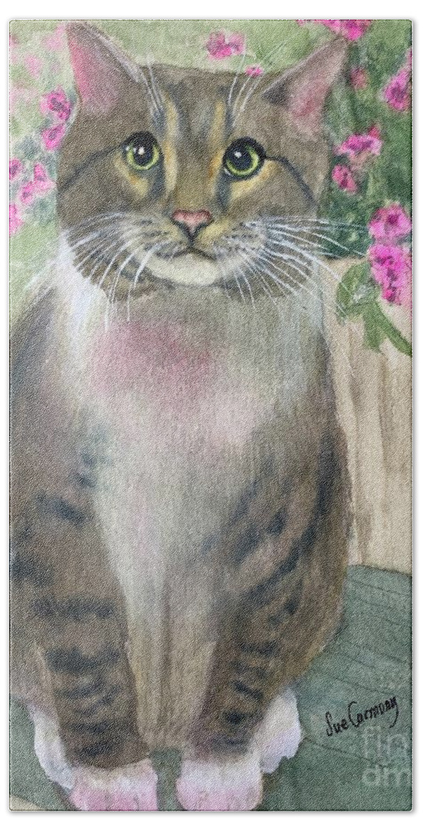 Cat Hand Towel featuring the painting Mr Gumbo by Sue Carmony