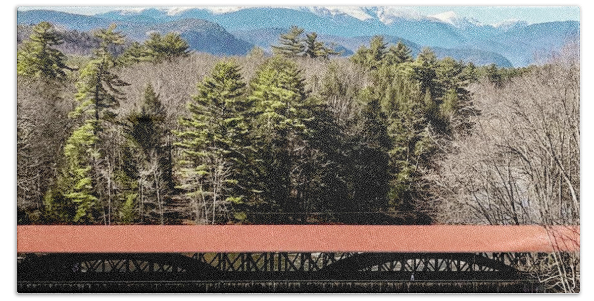  Bath Towel featuring the photograph Mt Washington over the Saco River Covered Bridge by John Gisis