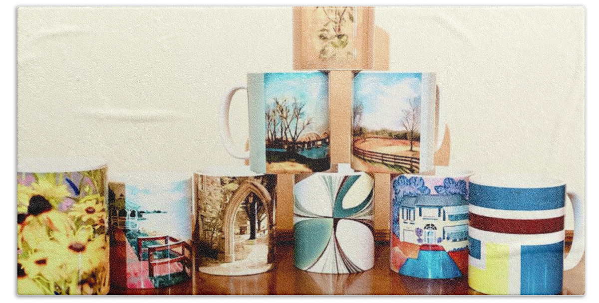 Mugs Bath Towel featuring the photograph Mugs that Inspire Me by Karen Francis